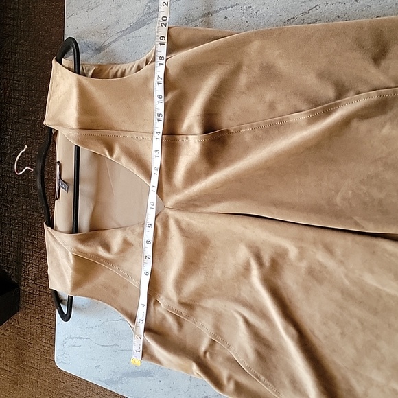 BCBGMaxAzria Tara Faux Suede Cascading Asymmetrical Dress Tan size M - Picture 9 of 15